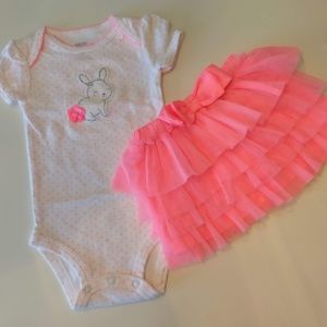 🐰Baby girl Summer Tutu, pink&White bunny, 6months